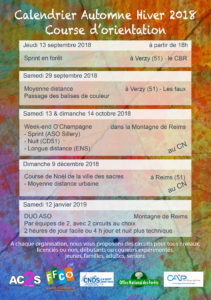 Calendrier automne-hiver 2018